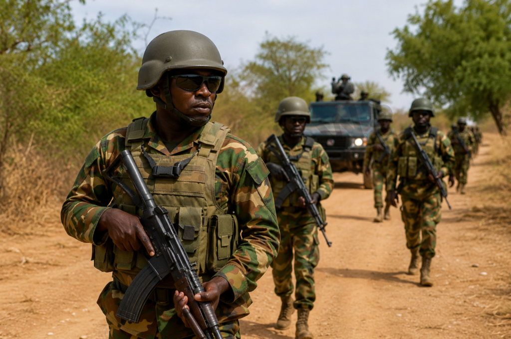 Soldats en patrouille lors d’une opération contre l’État islamique au Nigeria