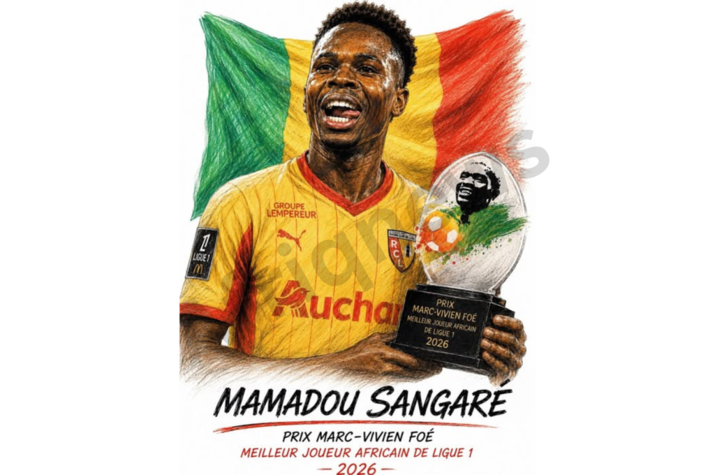 Mamadou Sangaré Prix Marc-Vivien Foé 2026 avec le RC Lens en Ligue 1