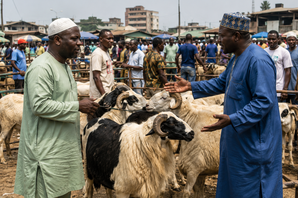Marché à bétail illustrant le prix du mouton en Côte d’Ivoire avant la Tabaski